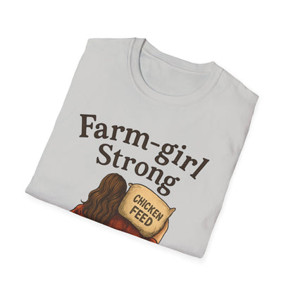 Farm-Girl Strong T-Shirt, Unisex Softstyle Tee, Country Life Apparel, Gift for Farmers, Farm-Themed Clothing, Cute Farm T-Shirt