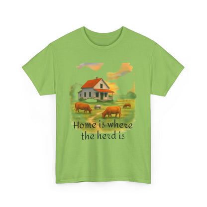 Home is Where the Herd Is Tee, Unisex Cotton Tee, Farmhouse Style Shirt, Gift for Animal Lovers, Casual Wear, Country Life Apparel