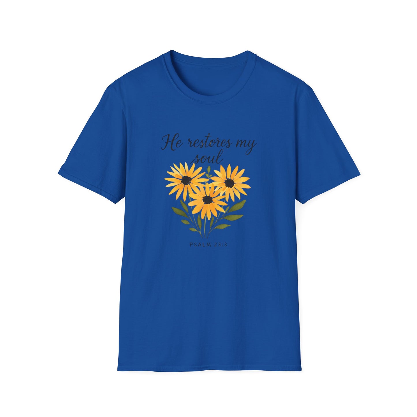 Floral Inspirational T-Shirt - He Restores My Soul, Thoughtful Gift for Comfort, Faith Apparel, Religious Wear, Everyday Inspiration