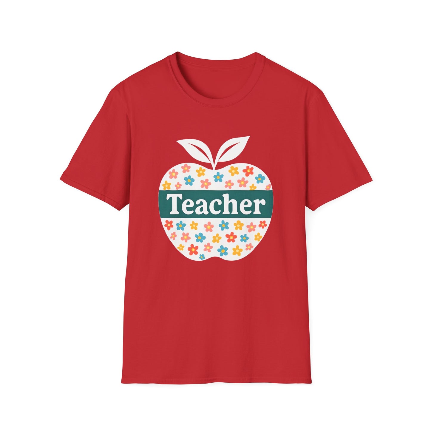 Teacher Appreciation Orange T-Shirt, Gift for Educators, School Spirit Wear, Teacher's Day, Floral Design, Unisex Softstyle Tee