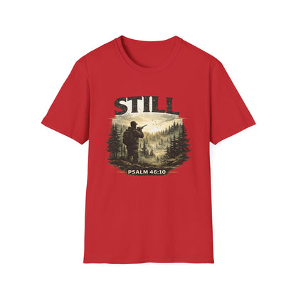 Still Psalm 46:10 T-Shirt — Rustic Outdoors Christian Faith Tee