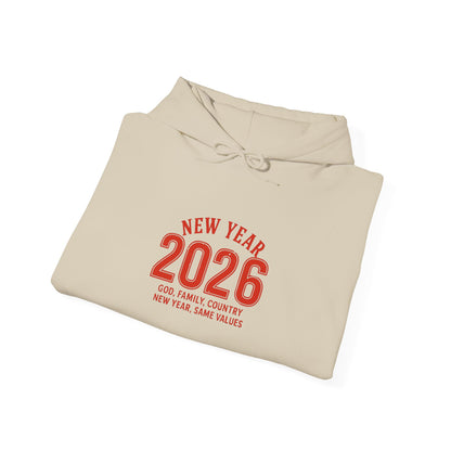 2026 New Year Hoodie - Minimal Red Celebration Sweatshirt