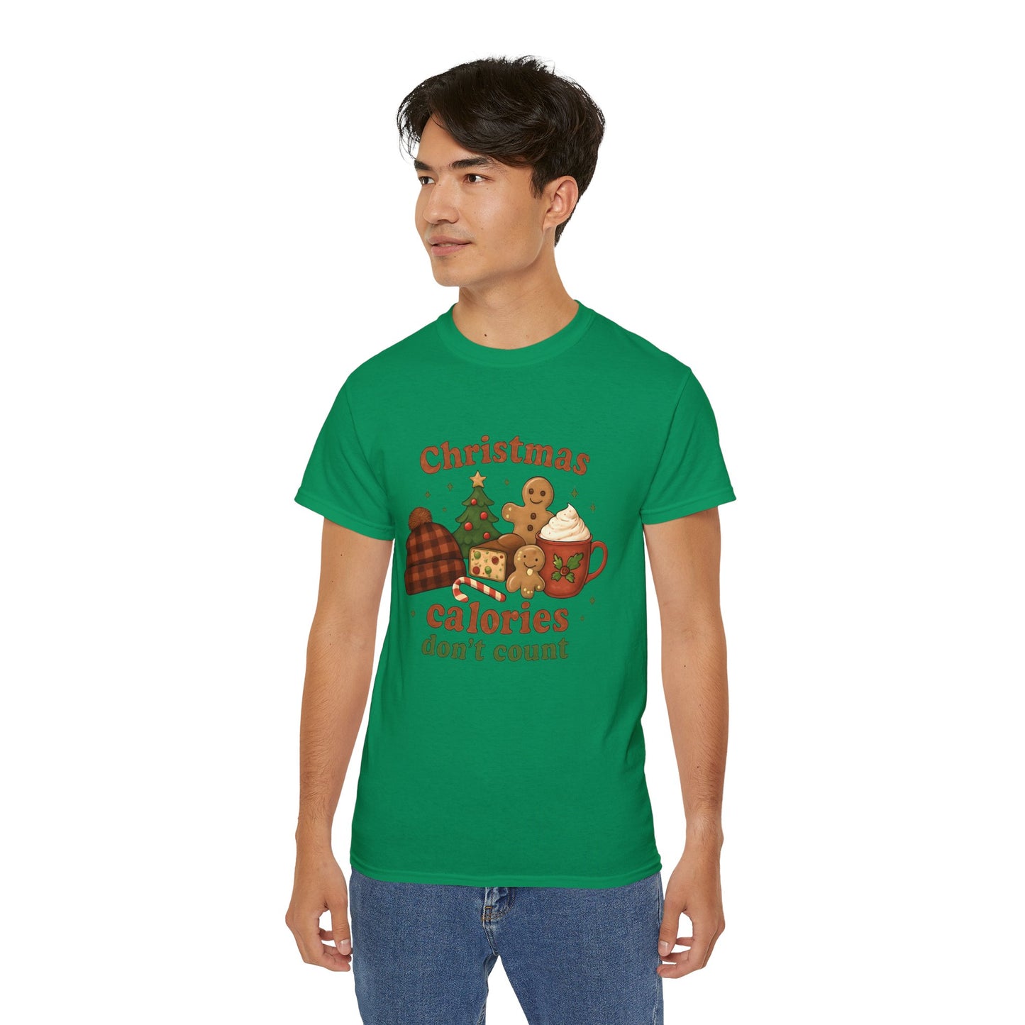 Christmas 'Calories Don’t Count' Tee - Holiday Cookie & Cocoa Graphic Shirt