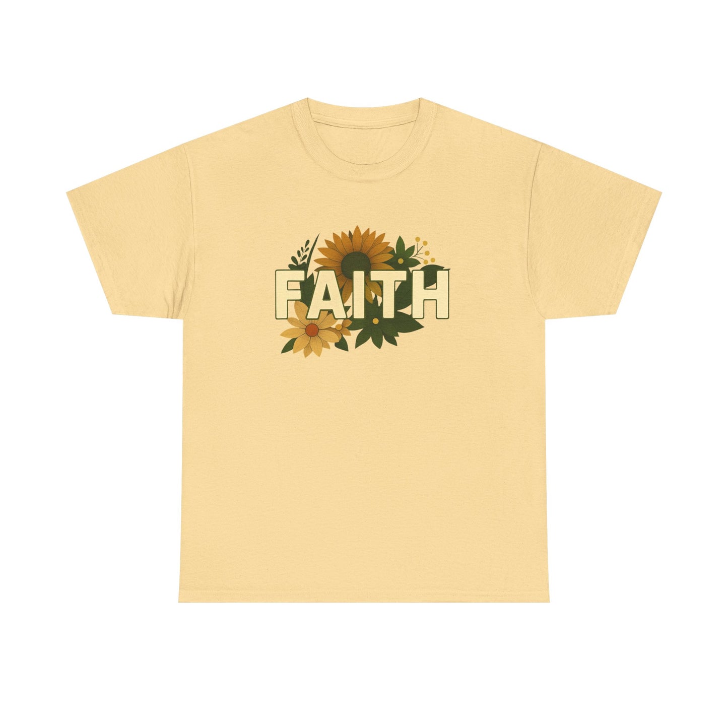 Faith Floral Unisex Tee, Inspirational Shirt for Everyday Wear, Sunflower Graphic Tee, Gift for Family and Friends, Faith-Based Apparel
