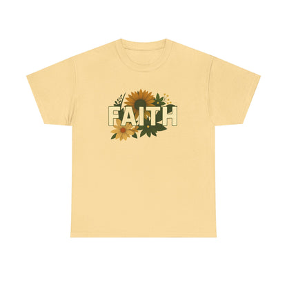 Faith Floral Unisex Tee, Inspirational Shirt for Everyday Wear, Sunflower Graphic Tee, Gift for Family and Friends, Faith-Based Apparel