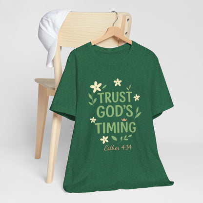 Trust God's Timing Tee, Inspirational Short Sleeve Shirt, Faith-Based Apparel, Gift for Believers, Bible Verse Tee, Everyday Wear