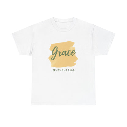Inspiring Unisex Heavy Cotton Tee - Grace Ephesians 2:8-9, Christian Apparel, Faith-Based Gift, Everyday Wear, Relaxed Fit Tee