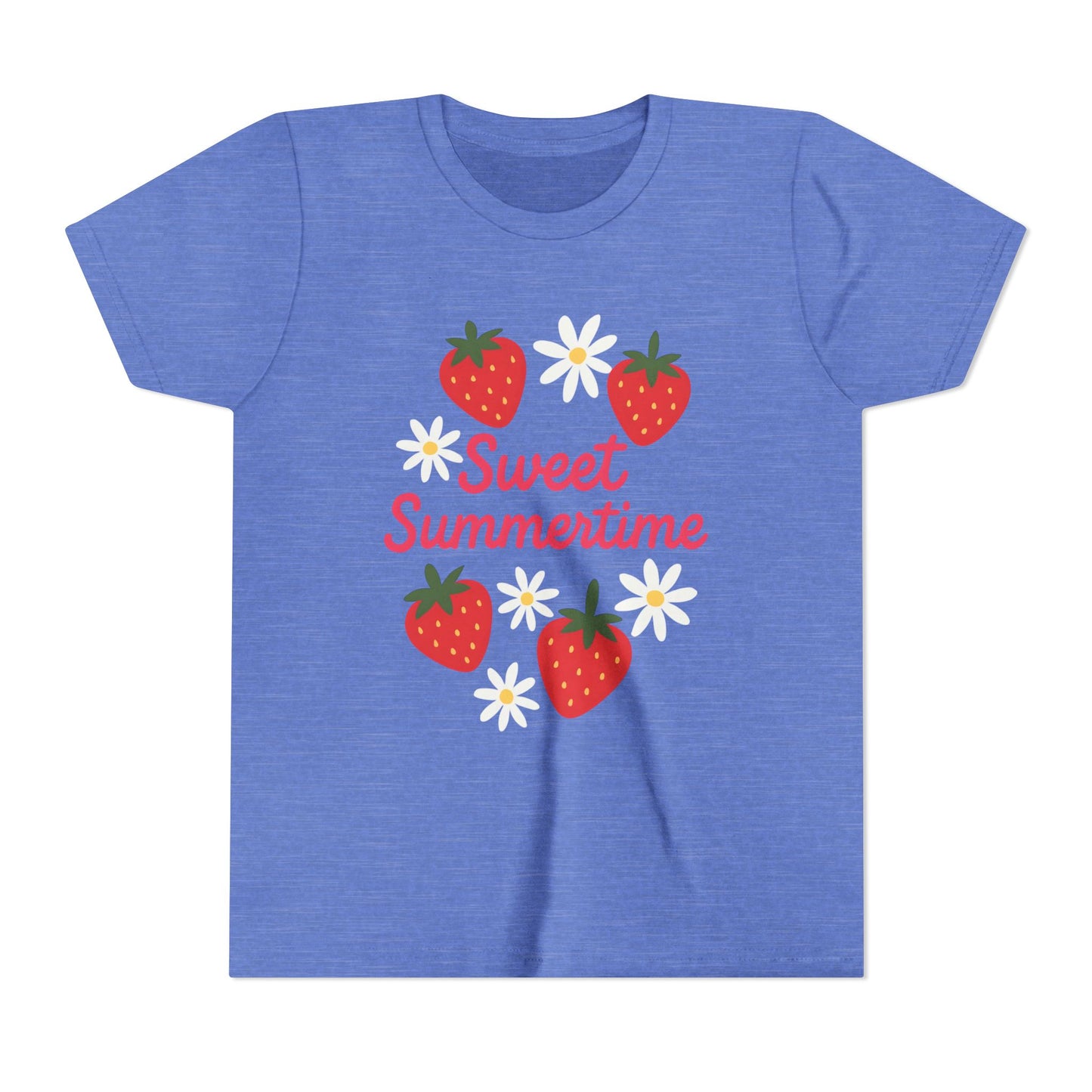 Sweet Summertime Youth Tee, Kids Summer Shirt, Strawberry Graphic Tee, Fun Gift for Children, Seasonal Apparel