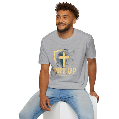 Suit Up T‑Shirt — Christian Cross Shield Tee (Ephesians 6:11)