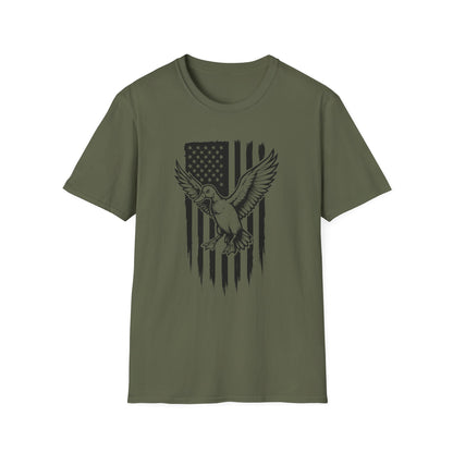 Patriotic Duck T-Shirt - Unisex Softstyle Tee, Perfect for Independence Day, Casual Wear, Gifts for Bird Lovers, USA Pride Apparel