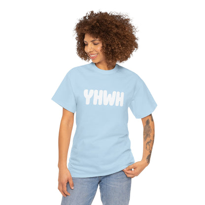 YHWH Unisex Heavy Cotton Tee, Spiritual T-Shirt, Casual Wear, Gift for Him/Her, Faith-Based Apparel, Trendy Everyday Tee