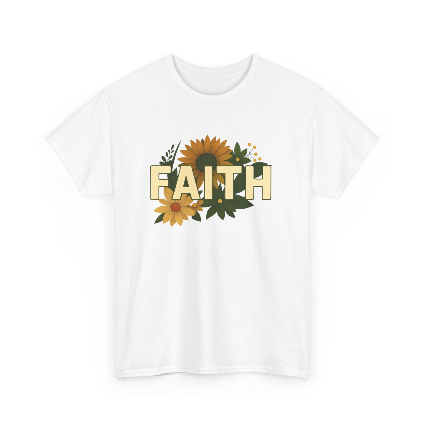 Faith Floral Unisex Tee, Inspirational Shirt for Everyday Wear, Sunflower Graphic Tee, Gift for Family and Friends, Faith-Based Apparel