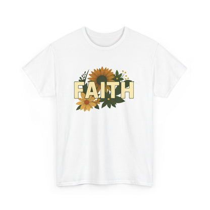 Faith Floral Unisex Tee, Inspirational Shirt for Everyday Wear, Sunflower Graphic Tee, Gift for Family and Friends, Faith-Based Apparel