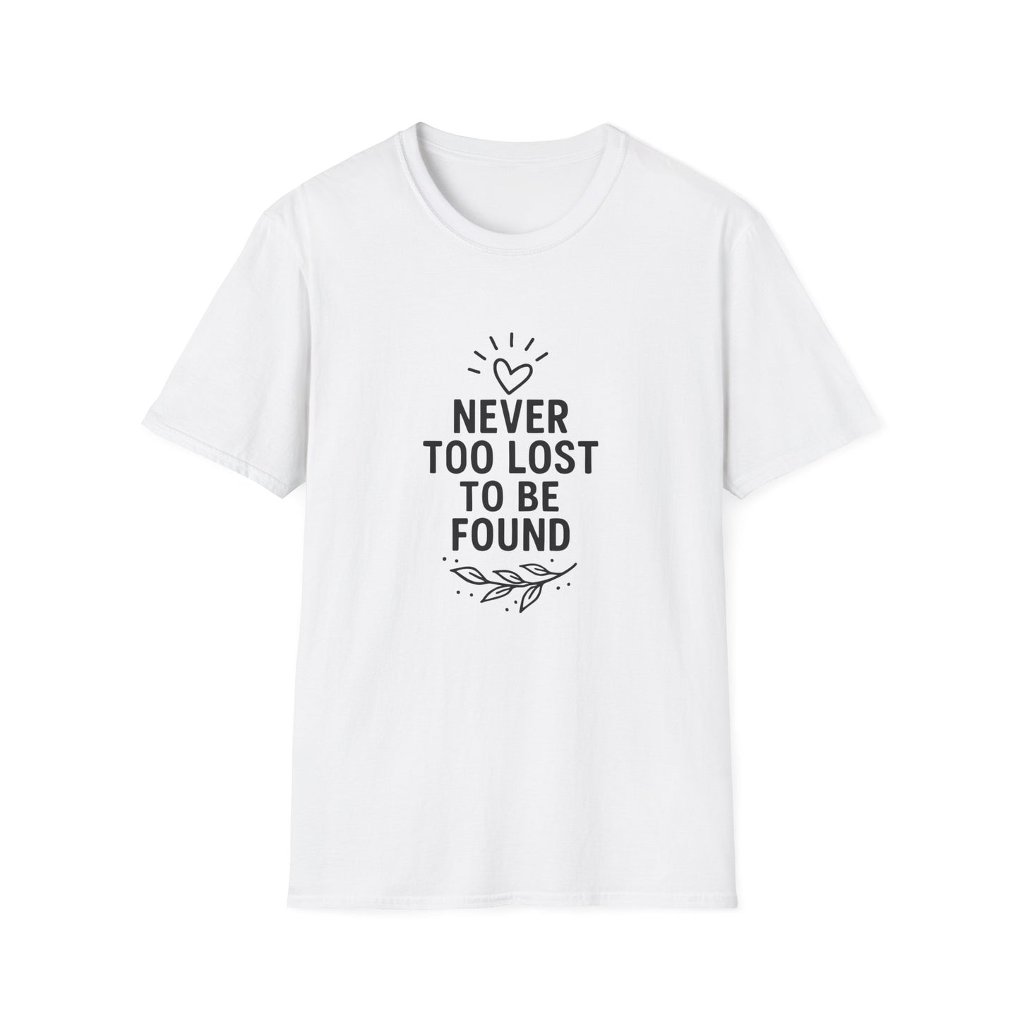 Inspirational Quote T-Shirt: Never Too Lost To Be Found, Unisex Softstyle Tee for Everyday Comfort, Gift for Friends, Uplifting [...]
