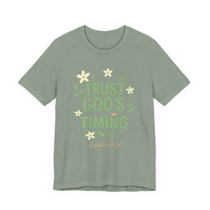 Trust God's Timing Tee, Inspirational Short Sleeve Shirt, Faith-Based Apparel, Gift for Believers, Bible Verse Tee, Everyday Wear