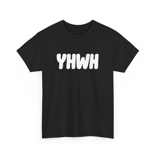 YHWH Unisex Heavy Cotton Tee, Spiritual T-Shirt, Casual Wear, Gift for Him/Her, Faith-Based Apparel, Trendy Everyday Tee
