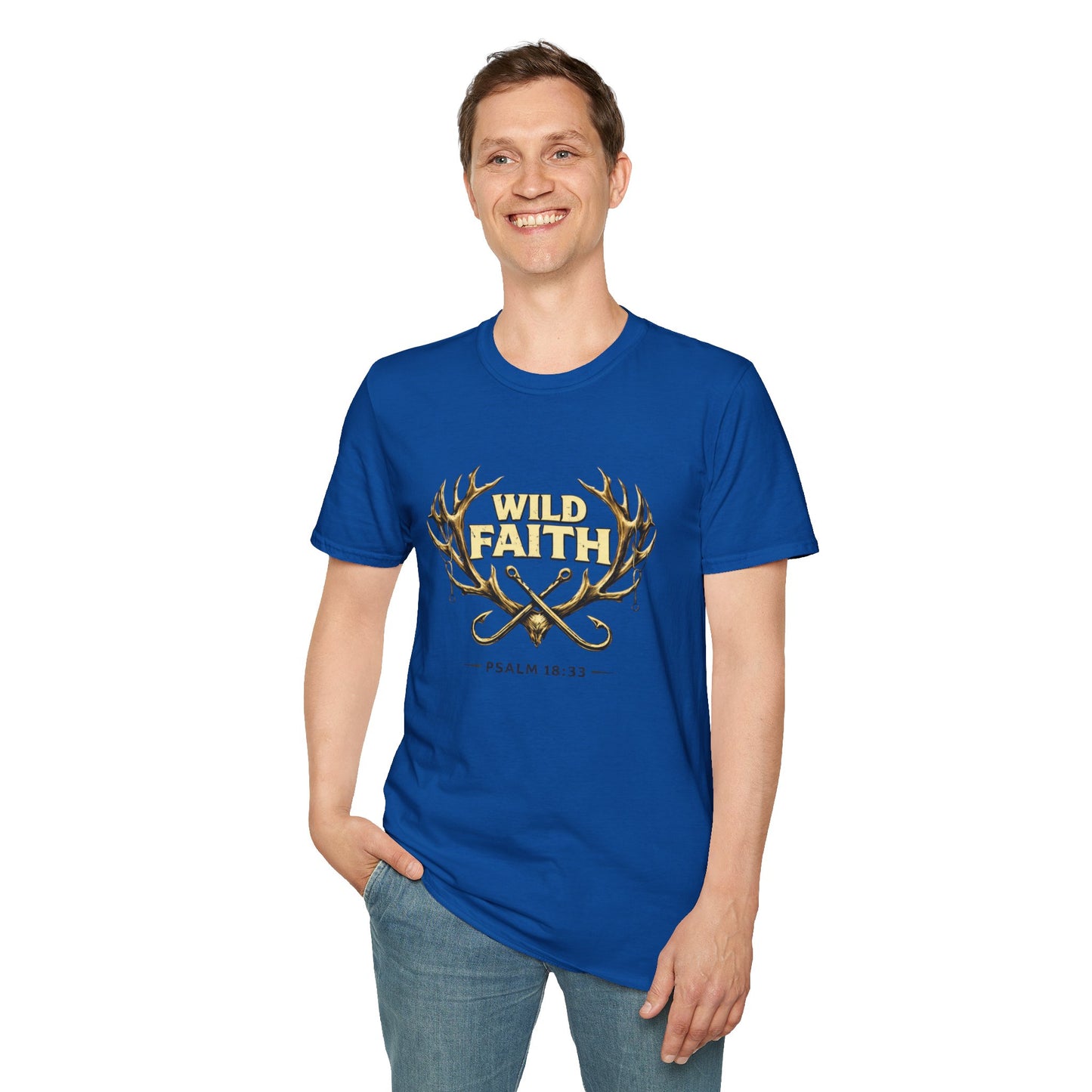 Wild Faith T-Shirt — Psalm 18:33 Antler Christian Graphic Tee
