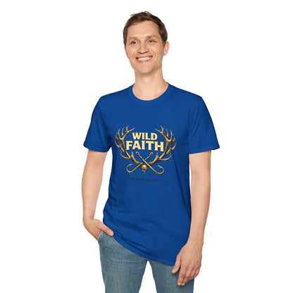 Wild Faith T-Shirt — Psalm 18:33 Antler Christian Graphic Tee