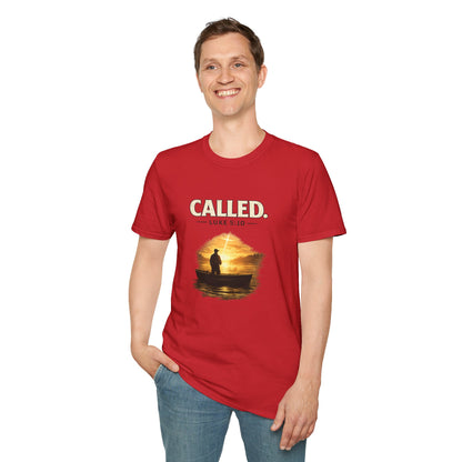 Called Luke 5:10 Fishing Christian T-Shirt — Sunset Silhouette Faith Tee