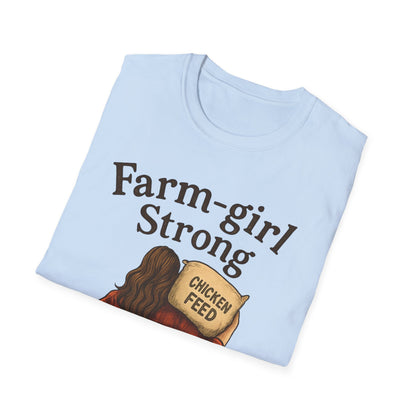 Farm-Girl Strong T-Shirt, Unisex Softstyle Tee, Country Life Apparel, Gift for Farmers, Farm-Themed Clothing, Cute Farm T-Shirt