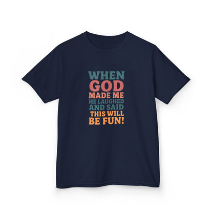 God Laughed Kids Tee, Fun Kids T-Shirt, Inspirational Quote Shirt, Birthday Gift, Faith-Based Apparel