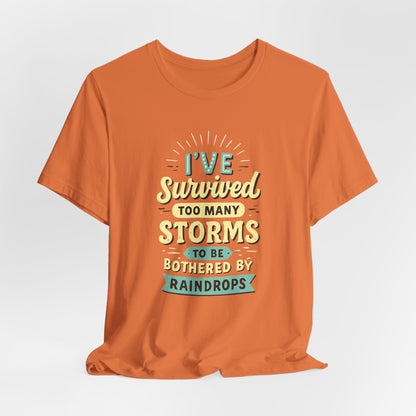 Survived Storms Tee: Motivational Unisex Jersey Tee, Inspirational Gift, Casual Wear, Self-Care Shirt, Empowerment Apparel