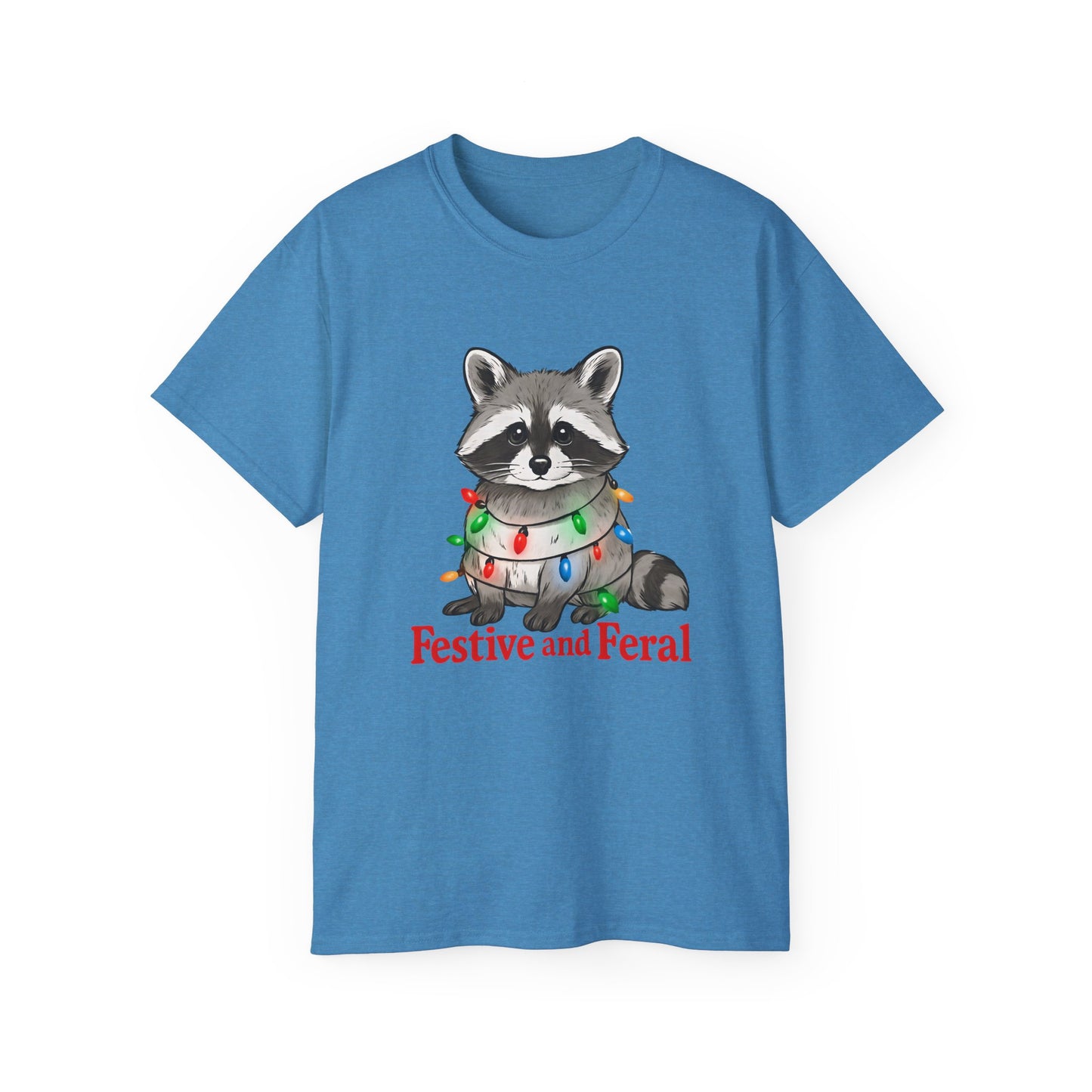 Festive and Feral Raccoon Christmas Tee