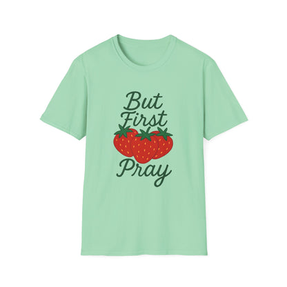Strawberry Prayer Unisex T-Shirt, Comfortable Tee, Gift for Faith, Casual Wear, Summer Outfit, Church Event Shirt