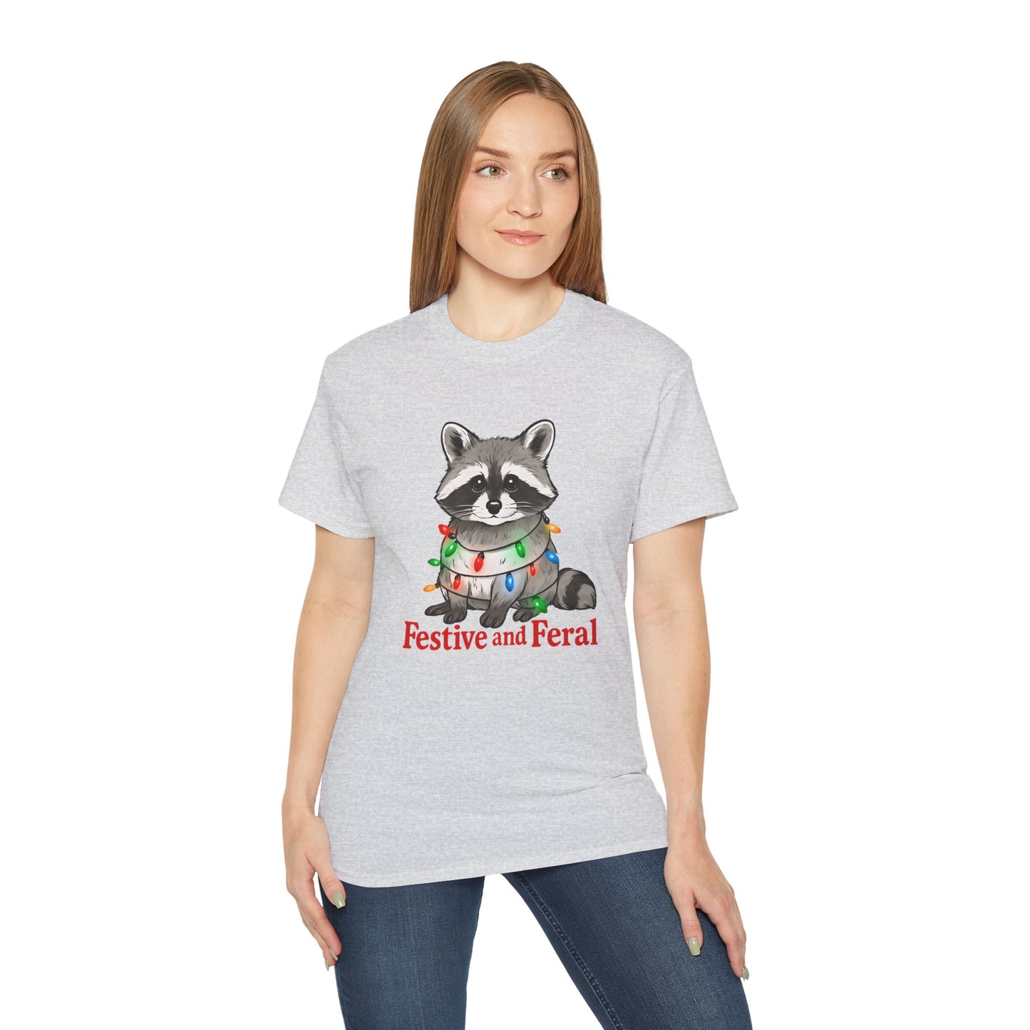 Festive and Feral Raccoon Christmas Tee