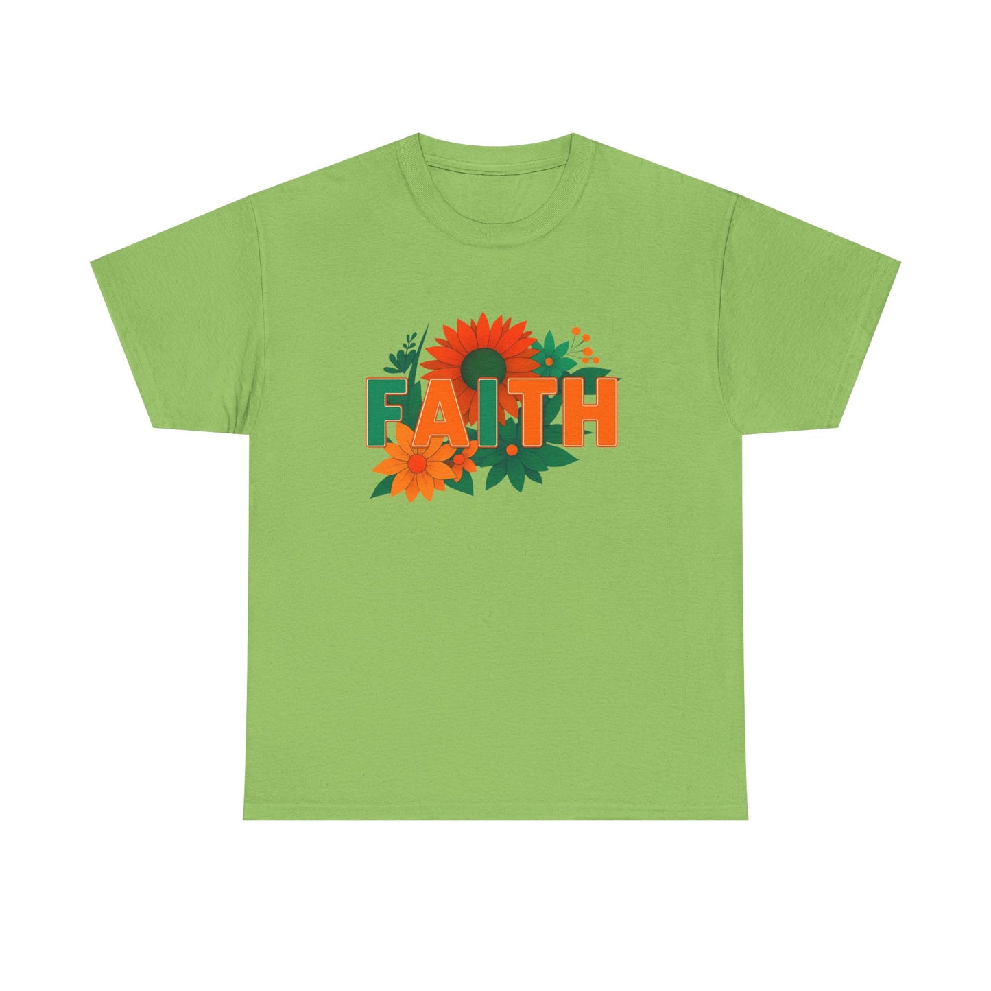 Floral Faith Unisex Heavy Cotton Tee - Inspirational Gift, Casual Wear, Positive Vibes, Everyday Comfort, Mother's Day Gift