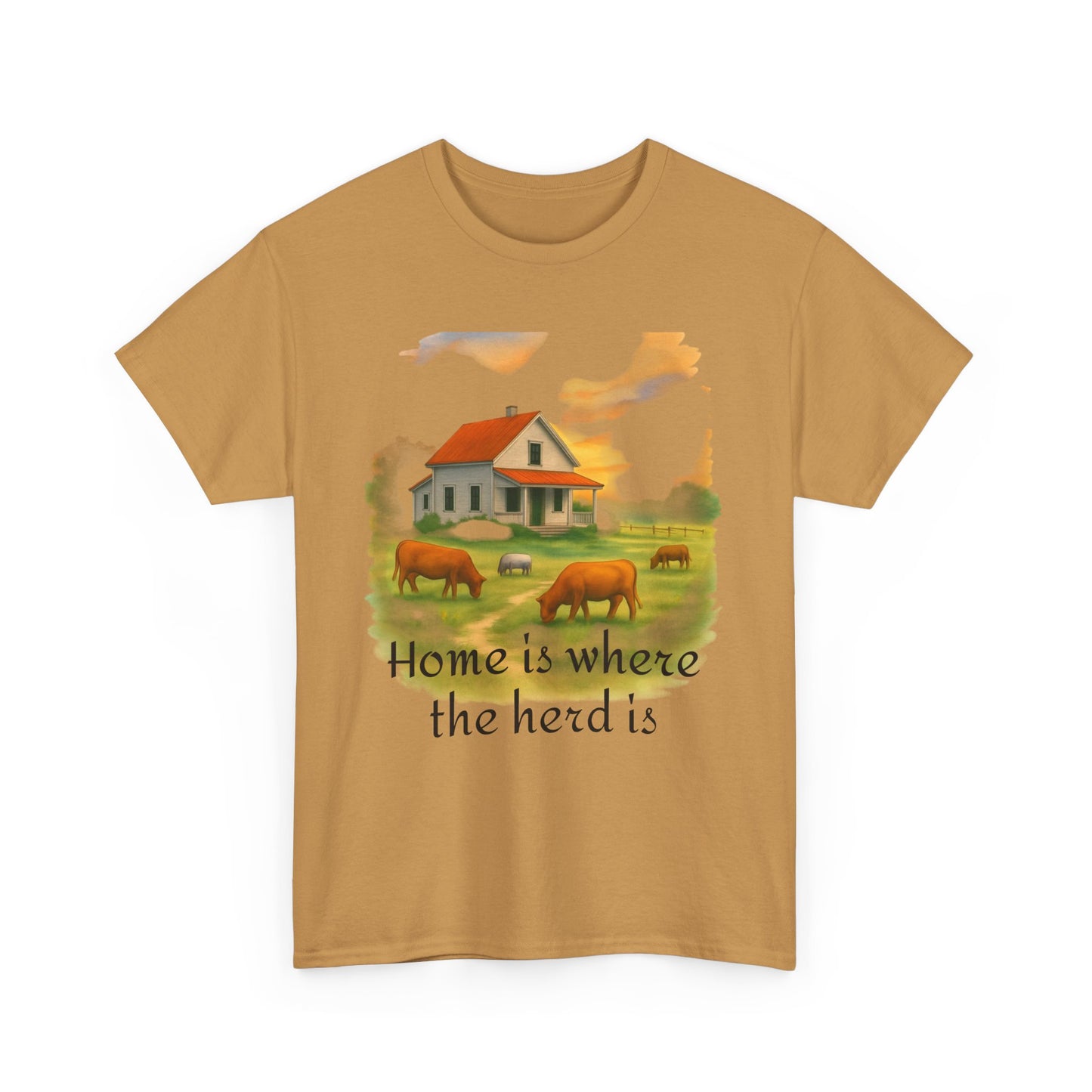 Home is Where the Herd Is Tee, Unisex Cotton Tee, Farmhouse Style Shirt, Gift for Animal Lovers, Casual Wear, Country Life Apparel