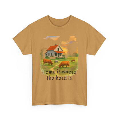 Home is Where the Herd Is Tee, Unisex Cotton Tee, Farmhouse Style Shirt, Gift for Animal Lovers, Casual Wear, Country Life Apparel