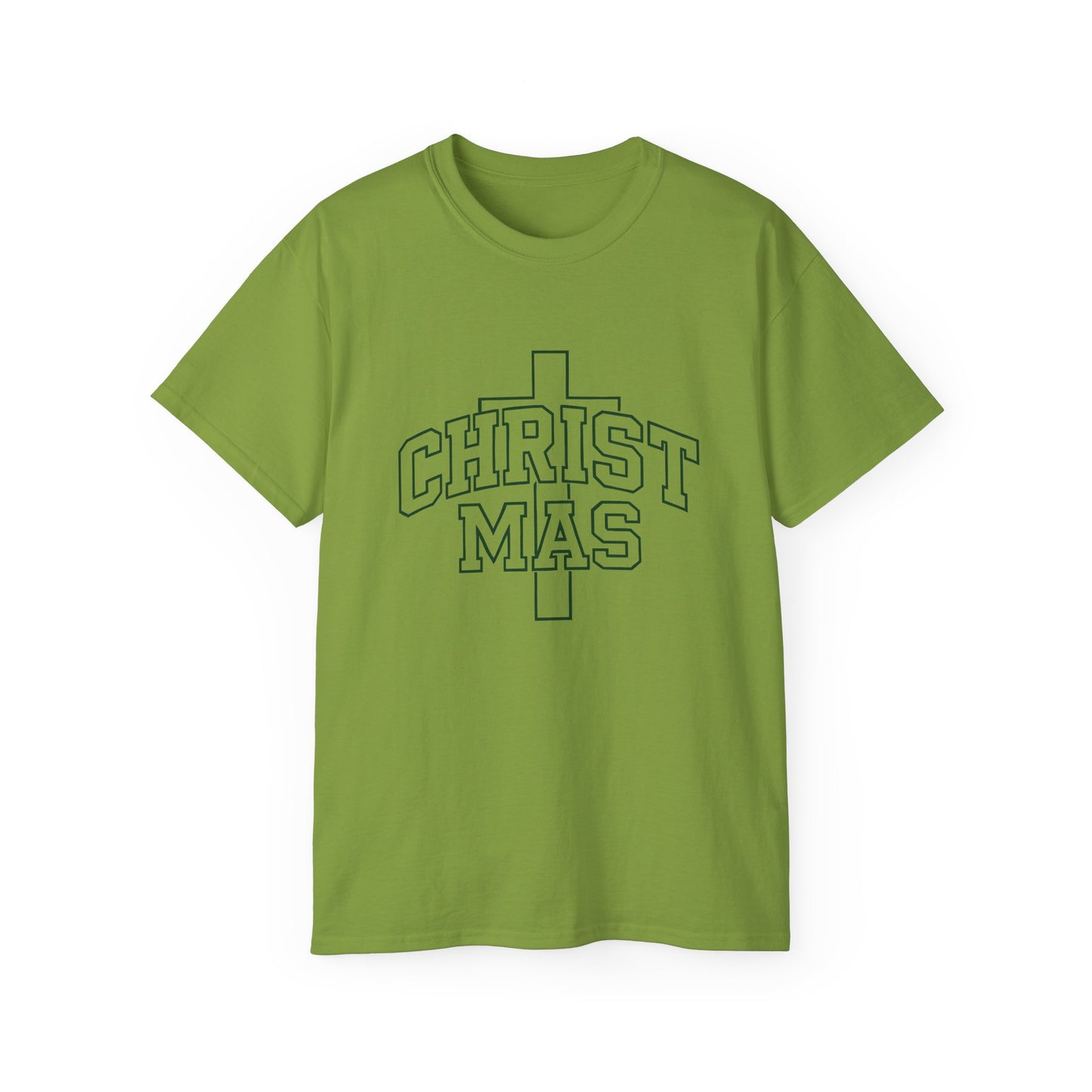 Christmas Cross T‑Shirt — 'CHRISTMAS' Outline Graphic Tee