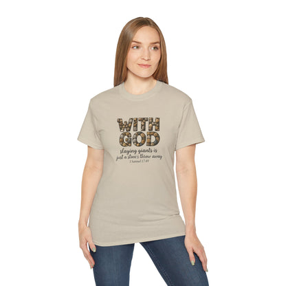 Inspirational Faith Tee, With God Slaying Giants T-Shirt, Christian Gift, Motivational Apparel, Everyday Wear, Encouragement Shirt