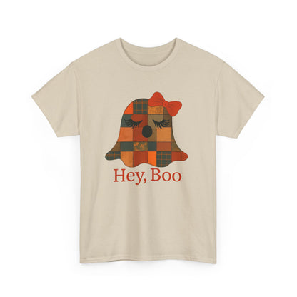 Hey Boo Halloween Tee, Unisex Cotton Shirt for Ghost Lovers, Spooky Apparel, Cute Halloween Gift, Trick or Treat Shirt