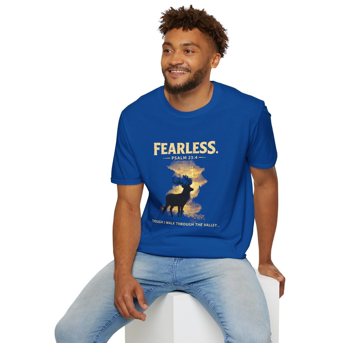 Fearless Psalm T-Shirt — Christian Faith Deer Graphic Tee