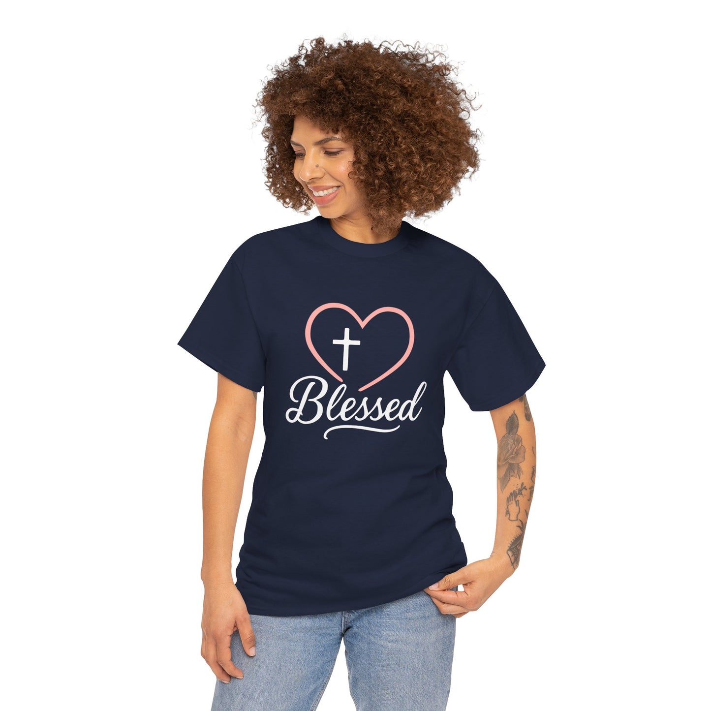 Blessed Unisex Heavy Cotton Tee - Faith T-Shirt, Christian Apparel, Gift for Her, Inspirational Shirt, Everyday Wear