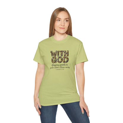Inspirational Faith Tee, With God Slaying Giants T-Shirt, Christian Gift, Motivational Apparel, Everyday Wear, Encouragement Shirt