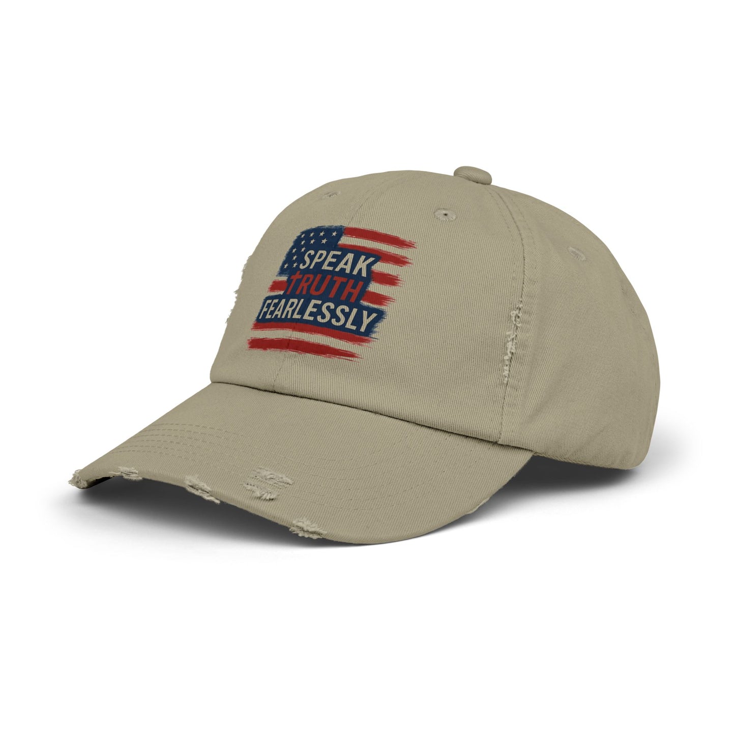 Unisex Distressed Cap with 'Speak Truth Fearlessly' Design, Casual Hat, American Flag Cap, Patriotic Gift, Everyday Wear