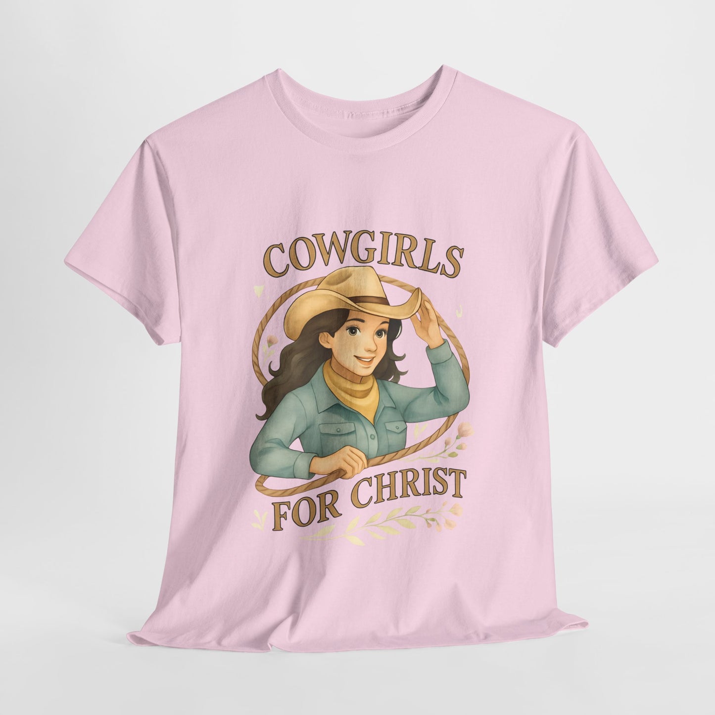 Cowgirls for Christ Unisex Heavy Cotton Tee, Christian T-Shirt, Faith-Based Apparel, Inspirational Gift, Western Clothing, Country Style Tee