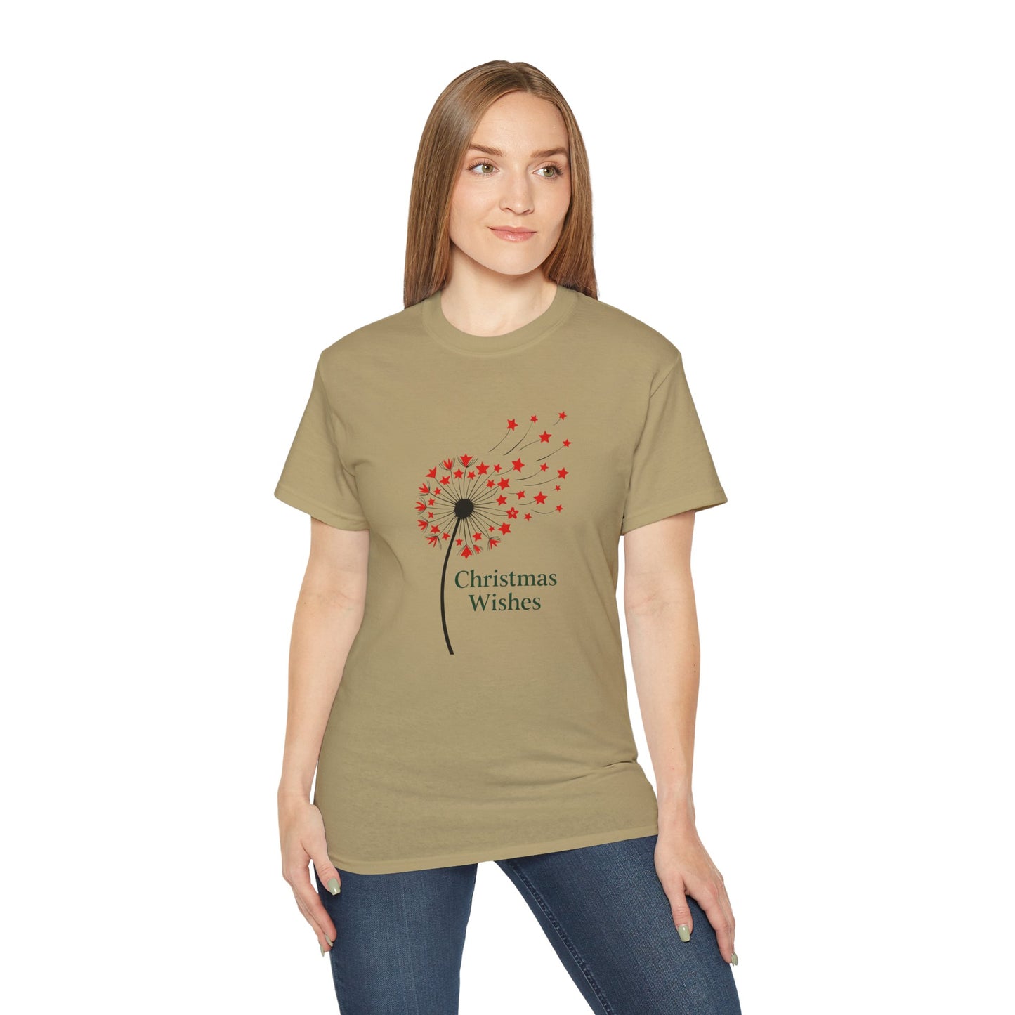 Christmas Wishes Tee — Dandelion & Red Star Holiday T-Shirt