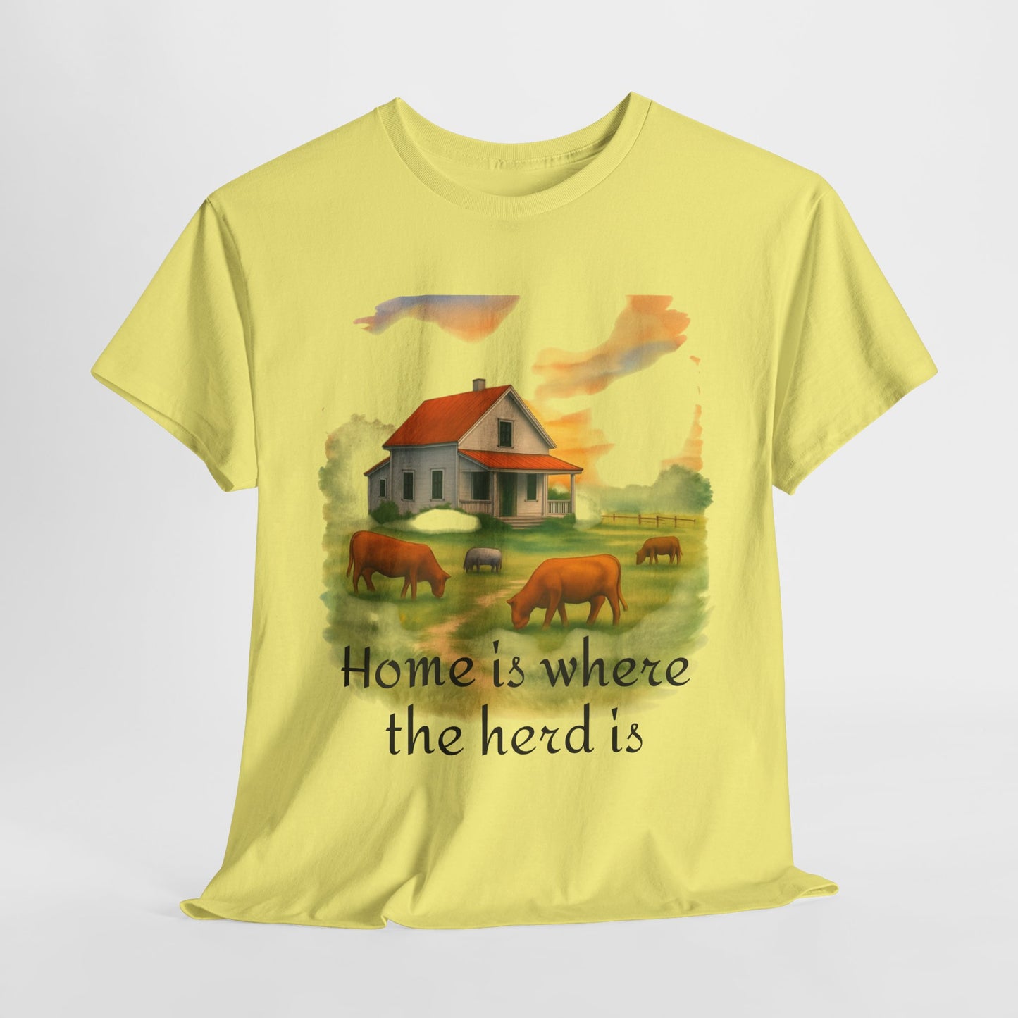 Home is Where the Herd Is Tee, Unisex Cotton Tee, Farmhouse Style Shirt, Gift for Animal Lovers, Casual Wear, Country Life Apparel