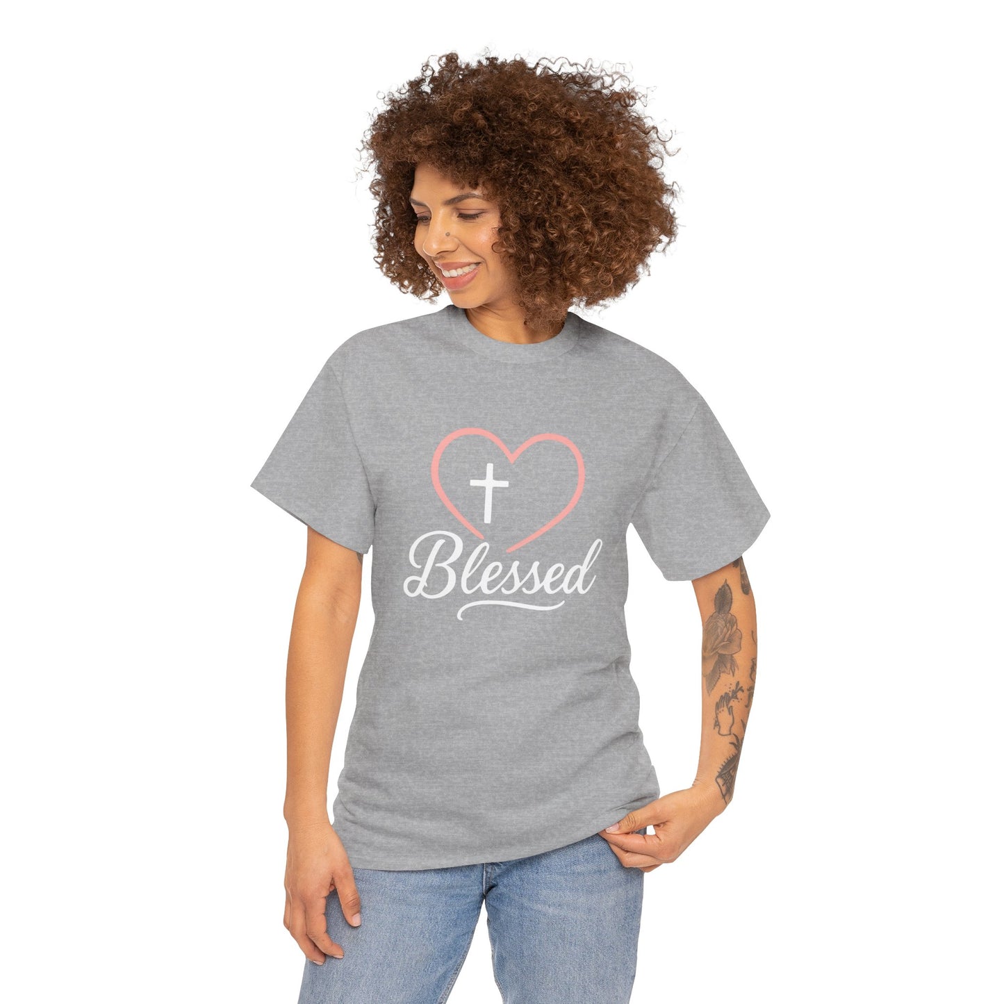 Blessed Unisex Heavy Cotton Tee - Faith T-Shirt, Christian Apparel, Gift for Her, Inspirational Shirt, Everyday Wear