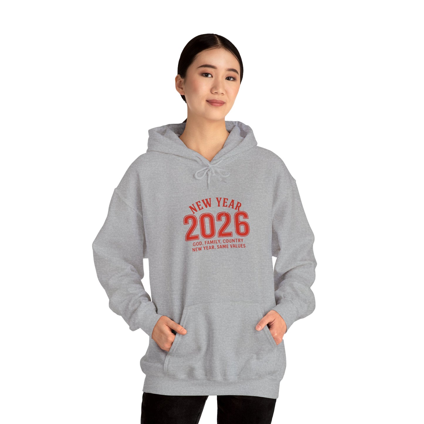 2026 New Year Hoodie - Minimal Red Celebration Sweatshirt