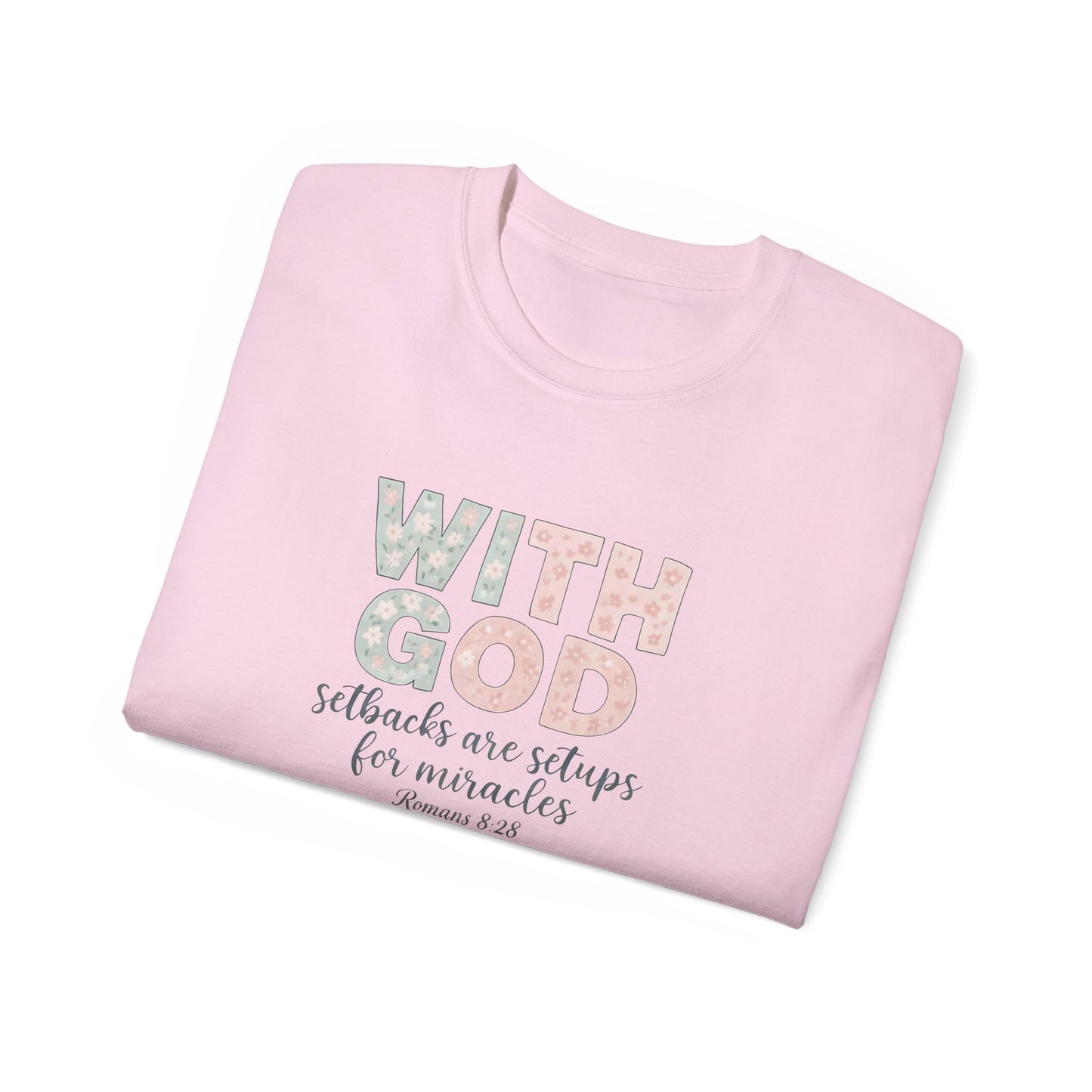 Inspirational Unisex Cotton Tee: "With God All Things Are Possible" - Faith, Gift, Encouragement, Casual Wear, Everyday Inspiration