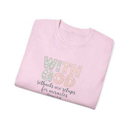 Inspirational Unisex Cotton Tee: "With God All Things Are Possible" - Faith, Gift, Encouragement, Casual Wear, Everyday Inspiration