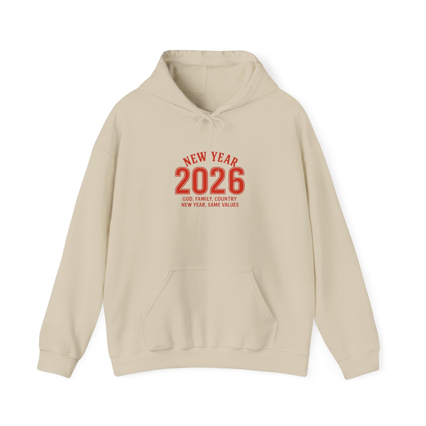 2026 New Year Hoodie - Minimal Red Celebration Sweatshirt
