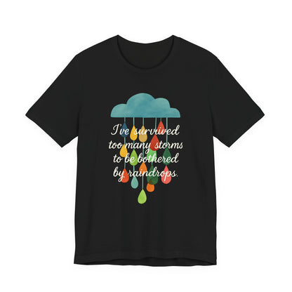 Survived Storms Tee: Uplifting Unisex T-Shirt, Inspirational Gift, Casual Wear, Everyday Comfort, Optimistic Quote Shirt