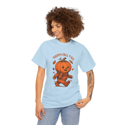 Happy Fall Y'all Unisex Heavy Cotton Tee, Autumn T-Shirt, Pumpkin Graphic Shirt, Cozy Fall Apparel, Halloween Outfit, Harvest Celebration