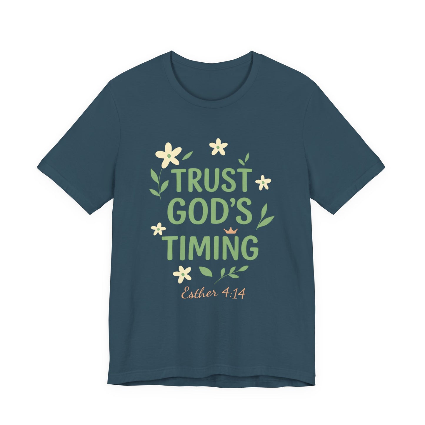 Trust God's Timing Tee, Inspirational Short Sleeve Shirt, Faith-Based Apparel, Gift for Believers, Bible Verse Tee, Everyday Wear